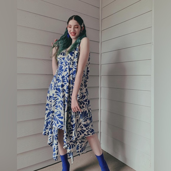 Alexis Botanical Tie Strap Asymmetrical Hem Dress - Picture 15 of 16